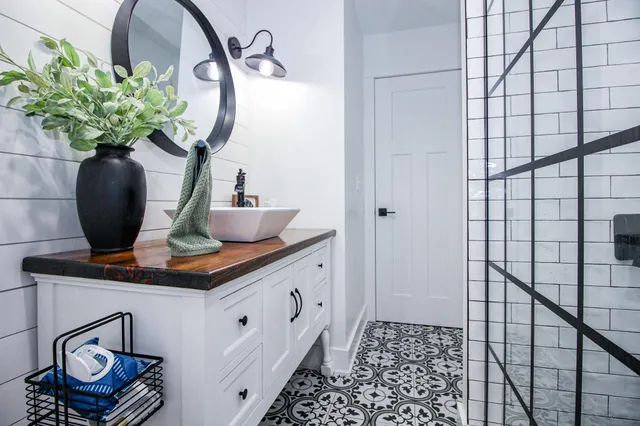 a bathroom with a shower