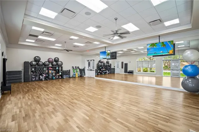 a view of a room with gym equipment