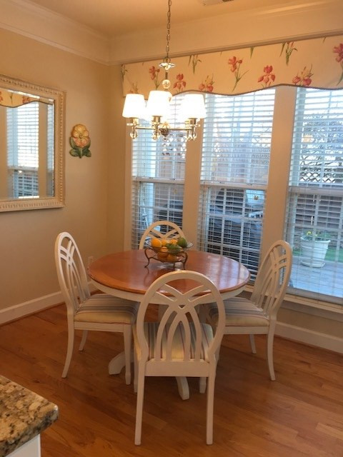Sit down, relax, enjoy a cup of coffee in your cozy breakfast room. Plenty of room, perfect spot to sit and watch the some of the most beautiful bird species found in NC. Breakfast room