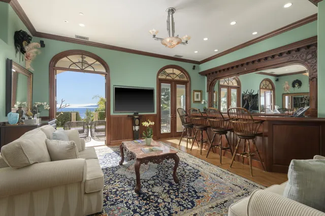 a living room with furniture