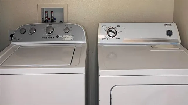 a close up view of washer and dryer