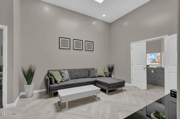 a living room with furniture