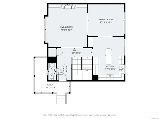 a picture of a bench in a white building