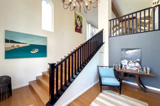 a front view of house with outdoor seating