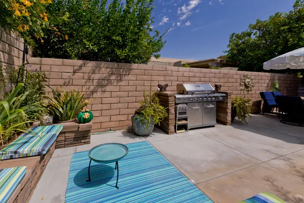 a outdoor space with patio furniture
