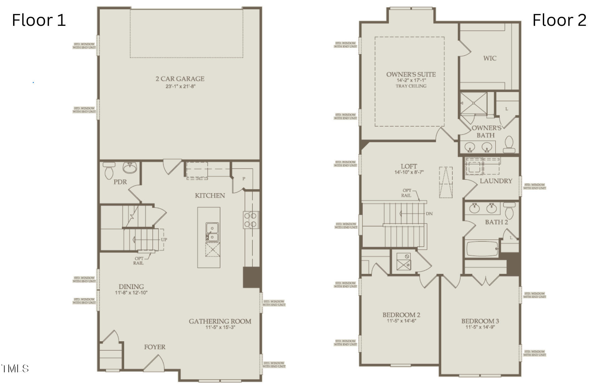 385 Fosterton Cottage Way Raleigh, NC 27603 - Photo 24 of 24 Floor Plan Level 1 and Floor Plan Level 2