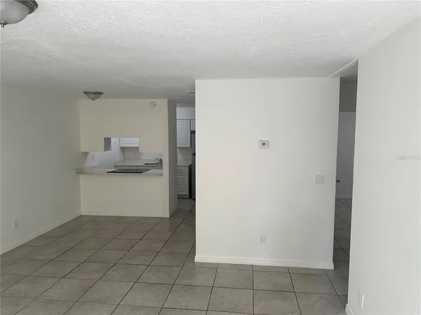 a view of an empty room and fire place