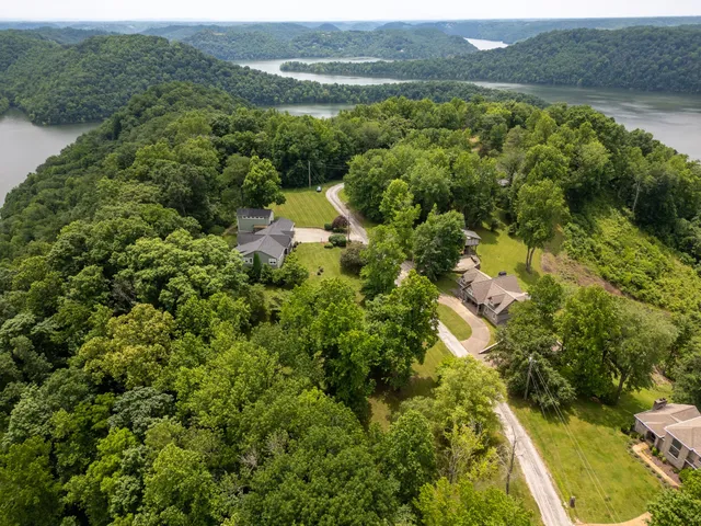 a view of a lake with a city