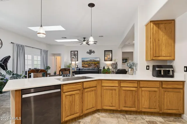 a workspace with furniture and window