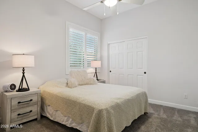 an aerial view of a house with outdoor space