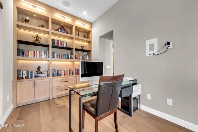 a workspace with furniture