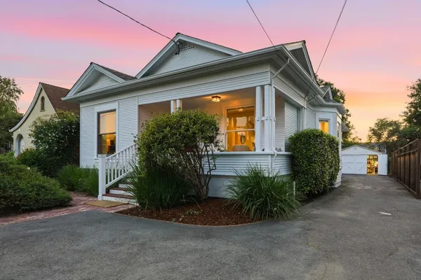 a street view with a sitting space