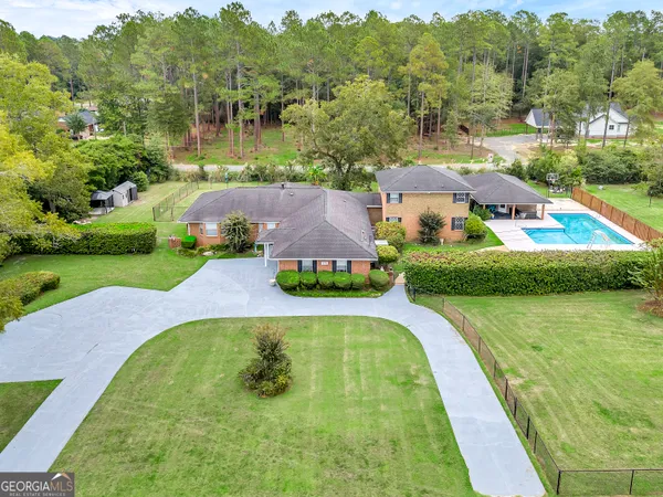 an aerial view of a house