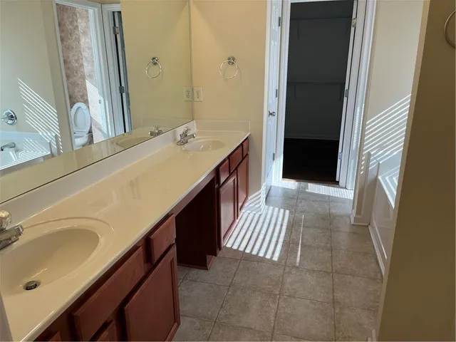 a bathroom with a bathtub