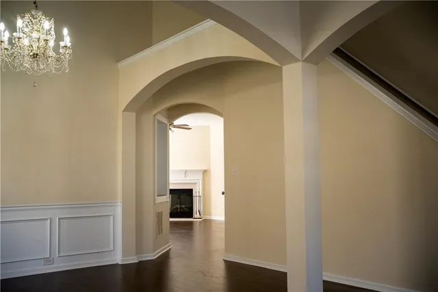 a view of livingroom with chandelier