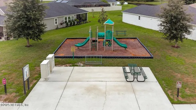 a view of a backyard with plants and a garden