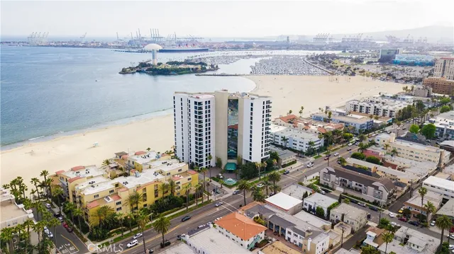 a view of a city and ocean view