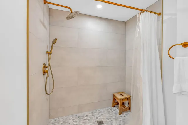 a bathroom with a shower