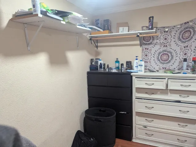 a view of a closet and storage