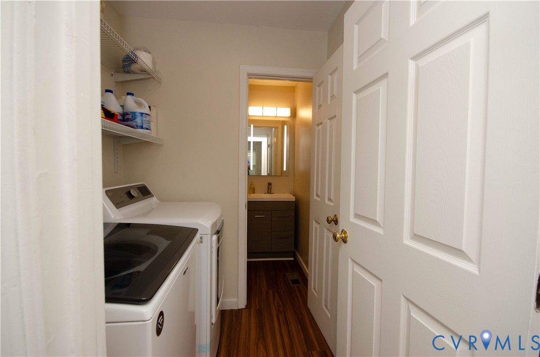 10912 Point Grey Road Henrico, VA 23233 - Photo 28 of 36 Laundry area featuring wire shelving, wood-finish
