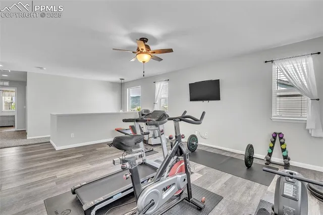 a view of a room with gym equipment