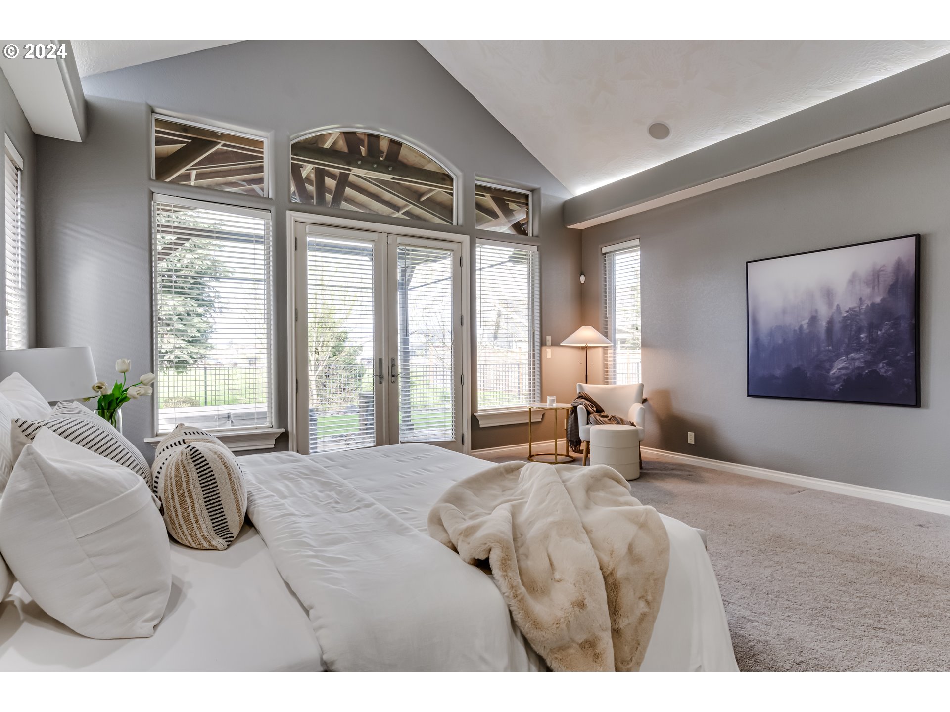 3740 Meadow View Drive Eugene, OR 97408 - Photo 29 of 46 a bedroom with furniture and a large window