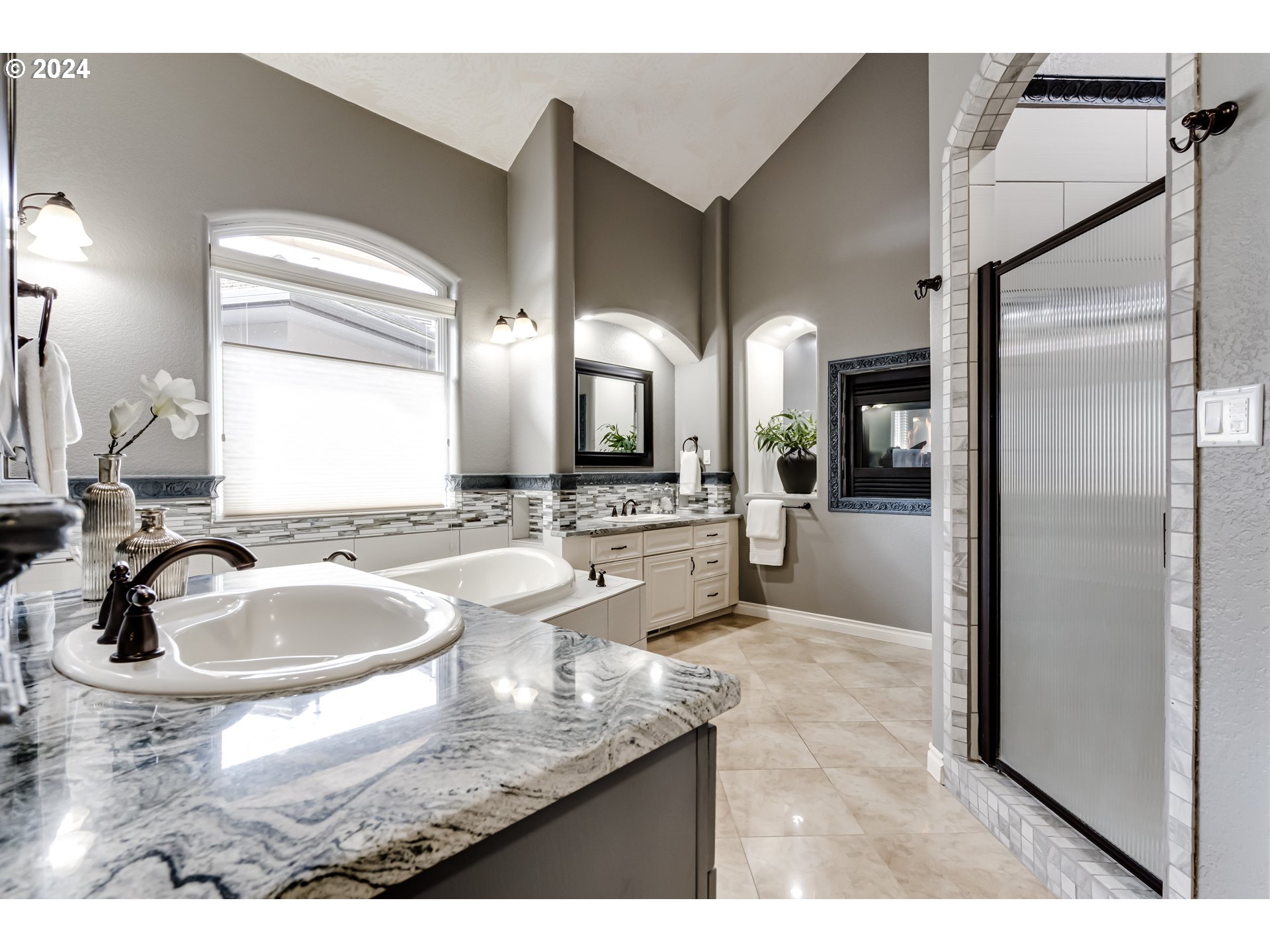 3740 Meadow View Drive Eugene, OR 97408 - Photo 35 of 46 a bathroom with a sink double vanity and a mirror
