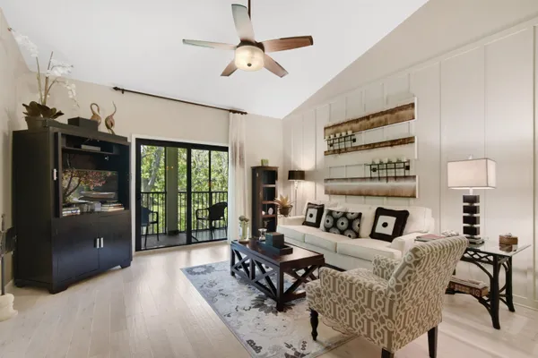 a living room with furniture