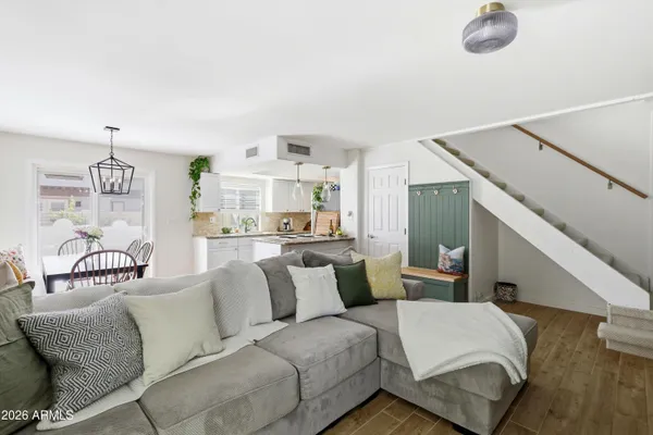 a living room with furniture