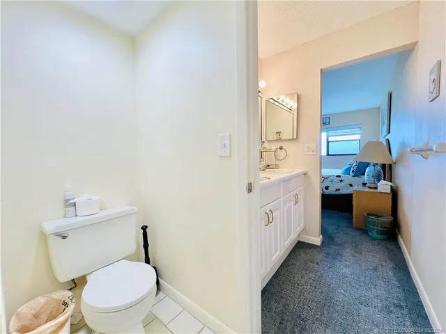 a view of a bathroom with a door