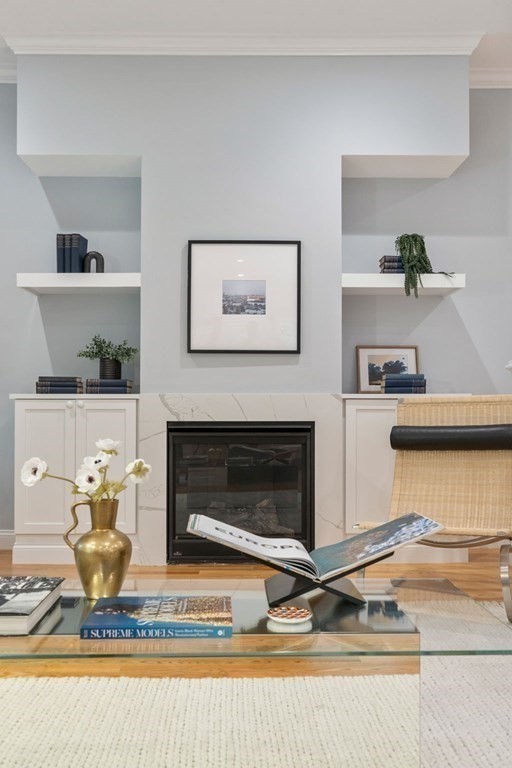 30 Naples Road, Unit 1 Brookline, MA 02446 - Photo 8 of 28 a living room with furniture and a fireplace