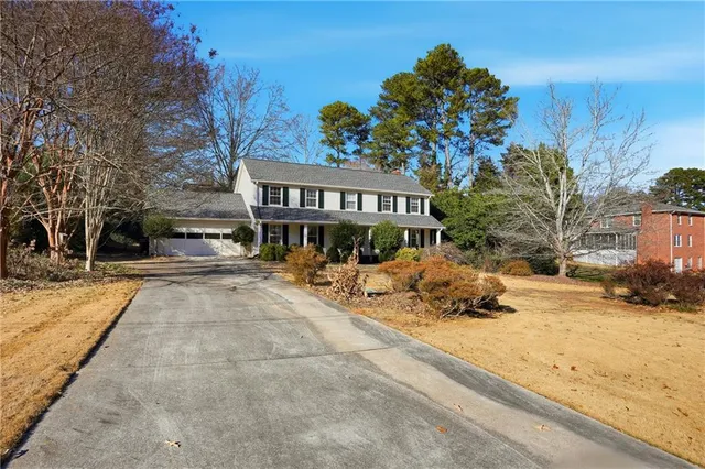 a view of a terrace with trees