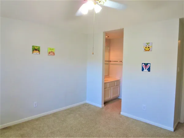 a view of a room with a window