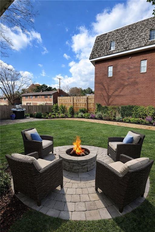 1317 Old Freeport Road Pittsburgh, PA 15238 - Photo 38 of 49 a view of a yard with couches chairs and a fire pit