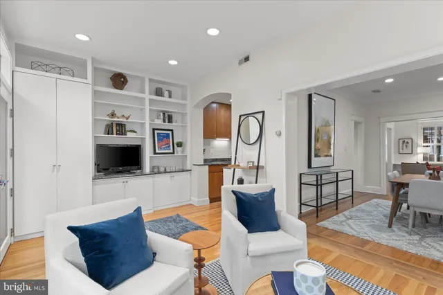 a living room with furniture