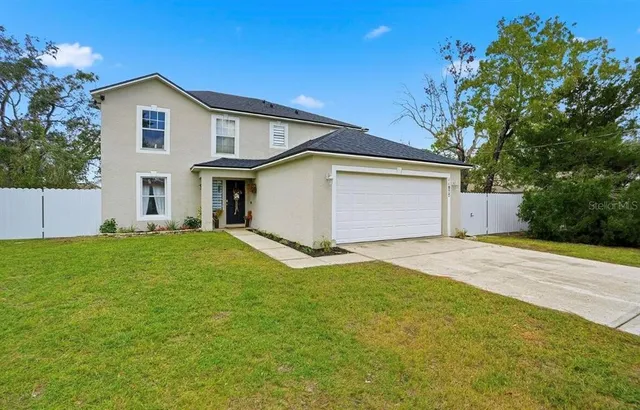 a view of outdoor space yard and garage