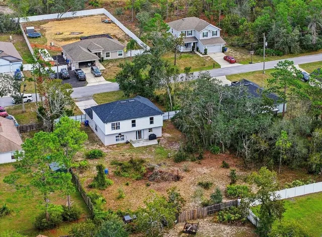 an aerial view of a house