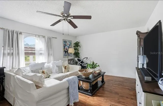 a living room with furniture