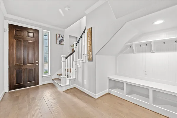 a view of an entryway with stairs