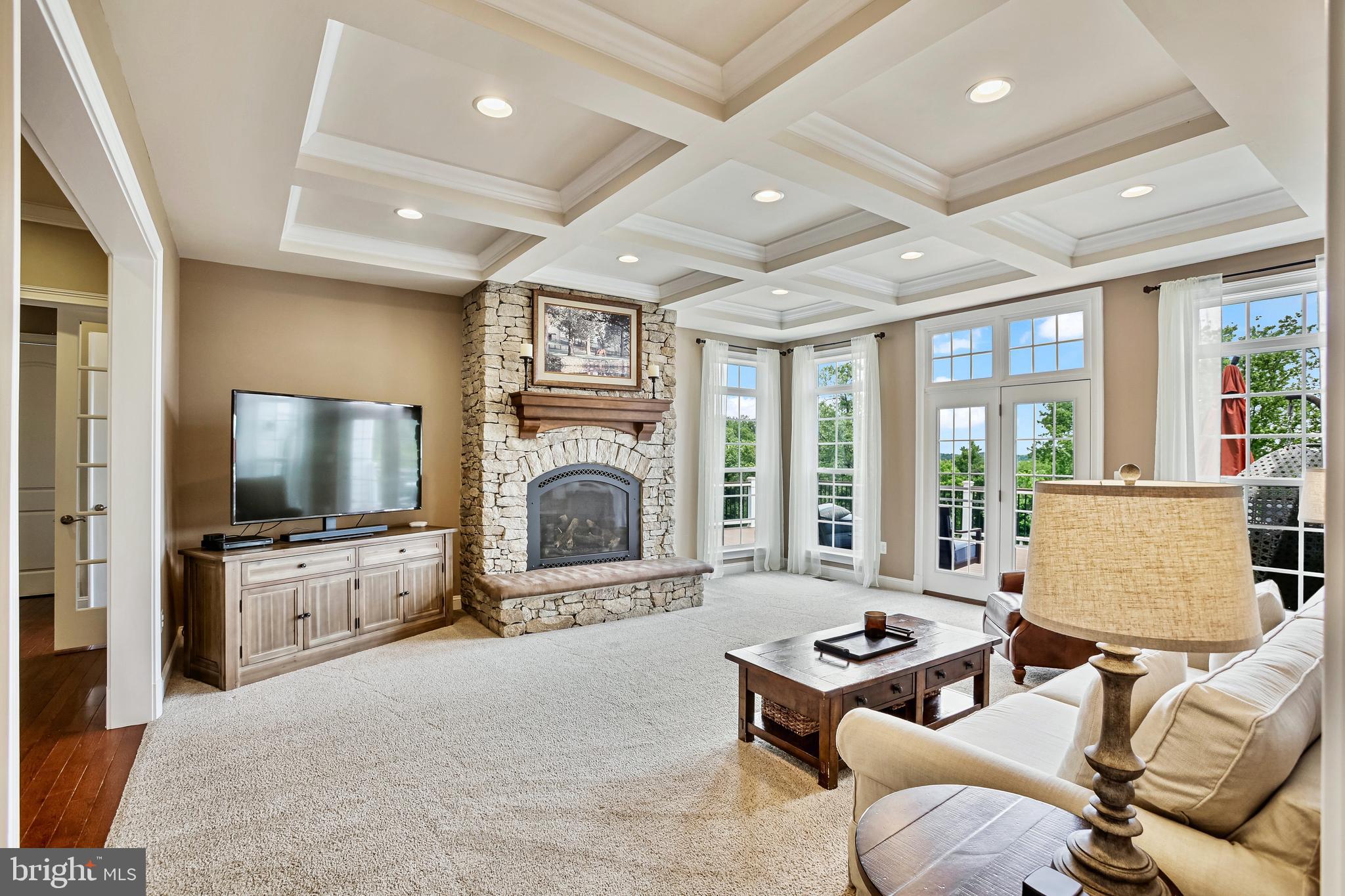 18604 Wild Raspberry Drive Purcellville, VA 20132 - Photo 18 of 58 a living room with furniture a flat screen tv and a fireplace