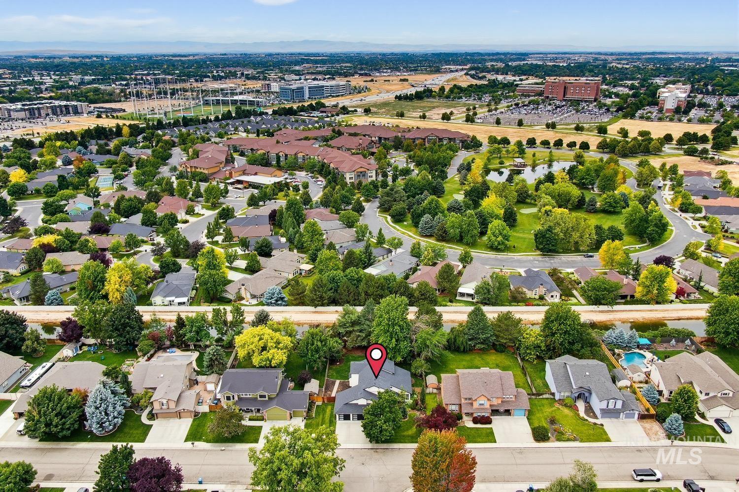 369 South Winthrop Way Boise, ID 83709 - Photo 48 of 50 Aerial overview of a residential neighborhood with mature trees and varied architectural styles