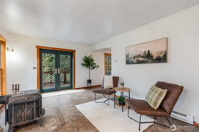 a living room with furniture and window