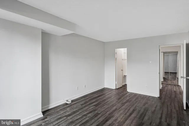 a view of an empty walk in closet