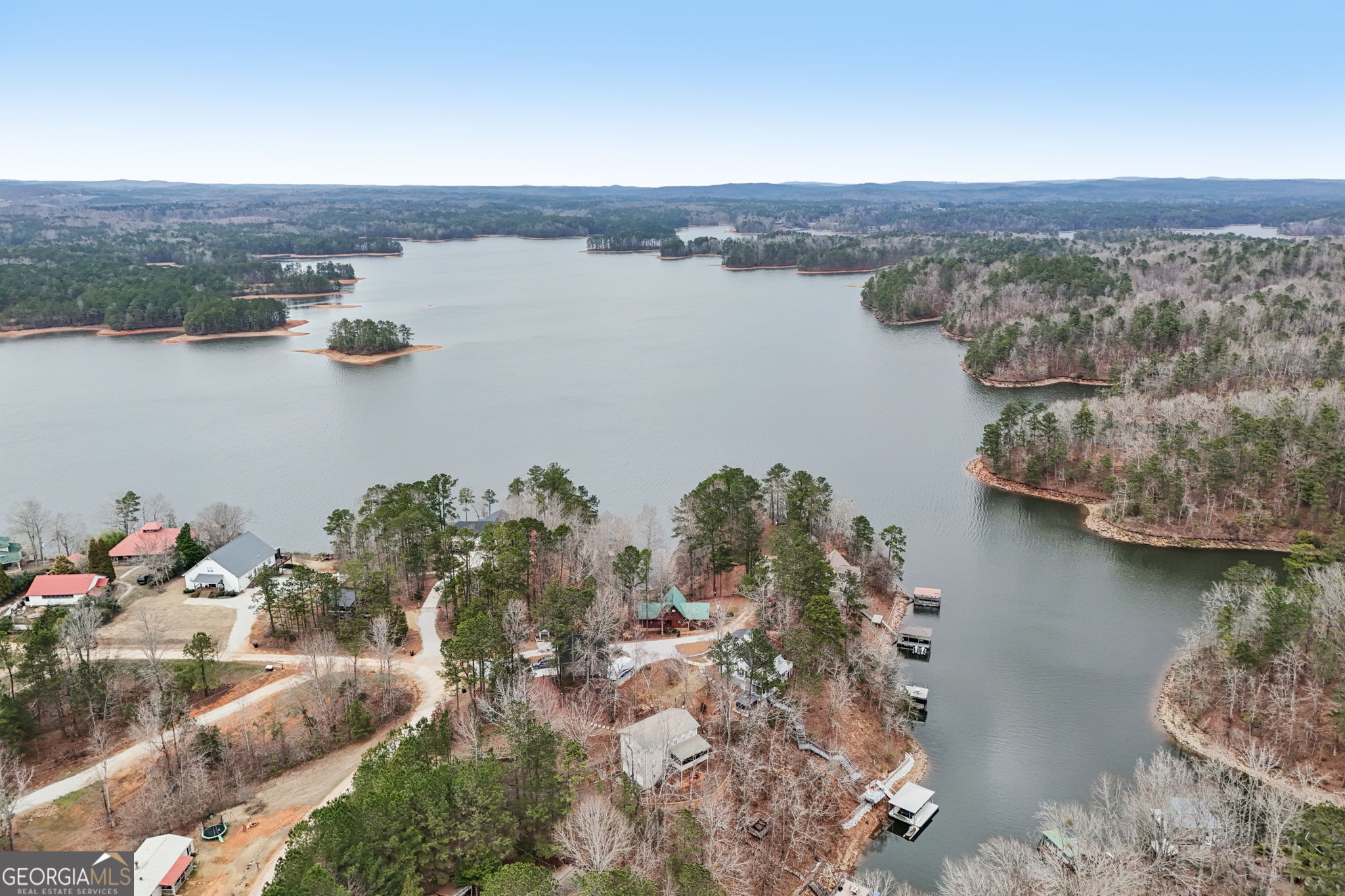 50 Eubanks Point Road Wedowee, AL 36278 - Photo 63 of 81 a view of a lake with a mountain in the background