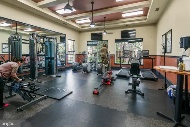 a view of a room with gym equipment