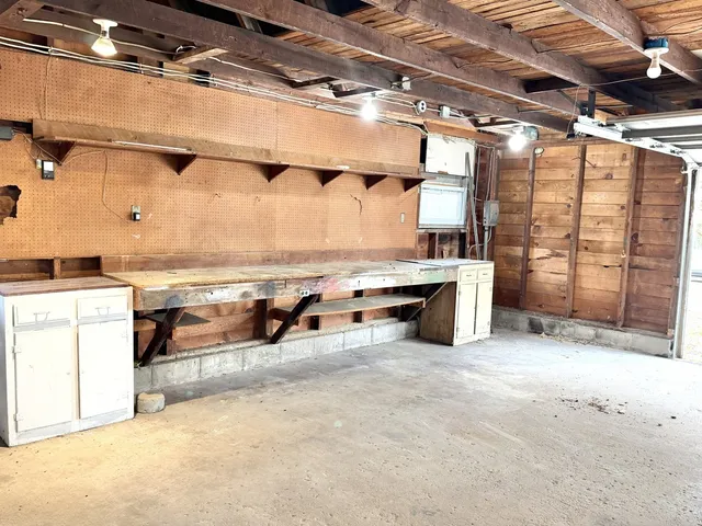 a view of a room with racks on the wall