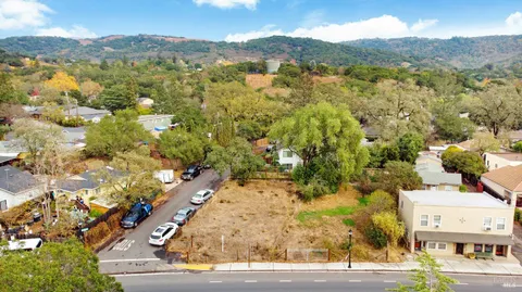 a view of a yard with trees