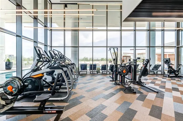 a view of a room with gym equipment