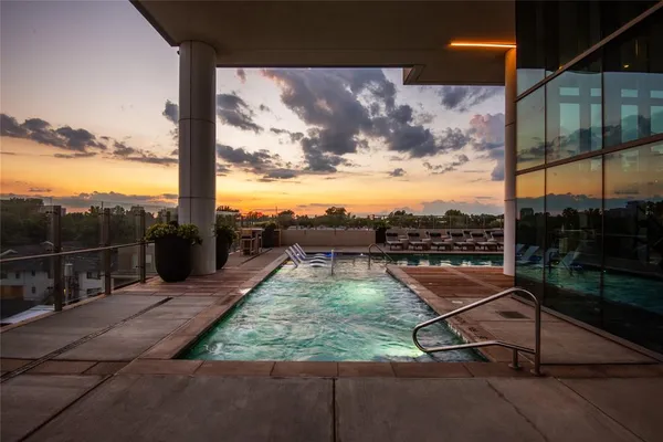 a view of a terrace with sky view