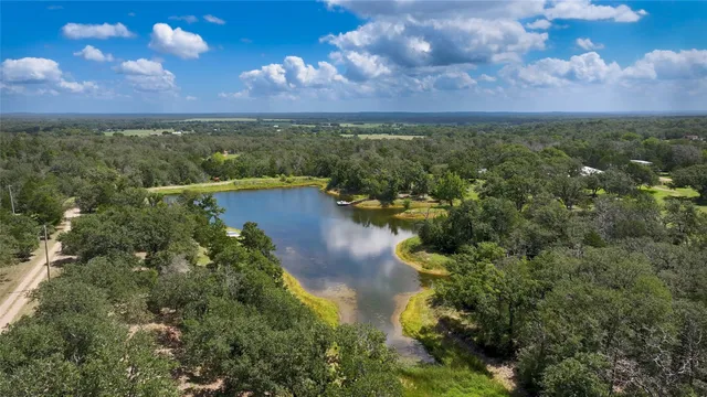 a view of a lake in middle of forest